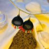 Boho Black Mesh Jhumka Earrings